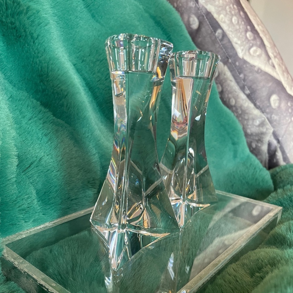 BIRKS Italian Crystal Candle Holders - Picture 3 of 9
